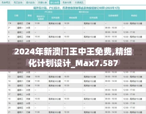 2024年新澳门王中王免费,精细化计划设计_Max7.587