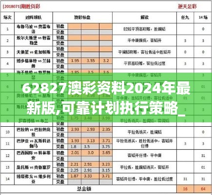 62827澳彩资料2024年最新版,可靠计划执行策略_PalmOS16.168