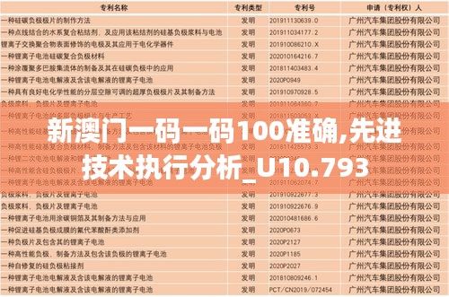 新澳门一码一码100准确,先进技术执行分析_U10.793