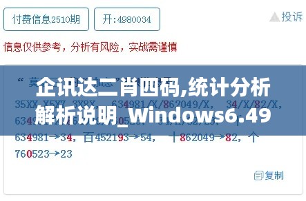 企讯达二肖四码,统计分析解析说明_Windows6.497