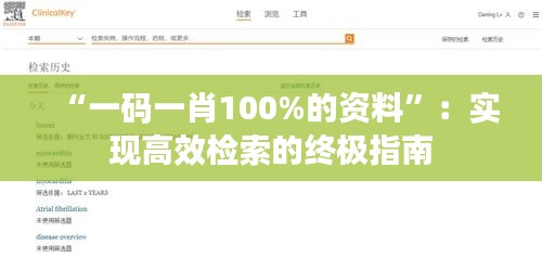 “一码一肖100%的资料”：实现高效检索的终极指南