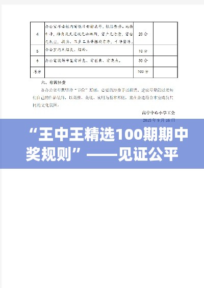 “王中王精选100期期中奖规则”——见证公平与刺激：一个奖项如何激发无限可能