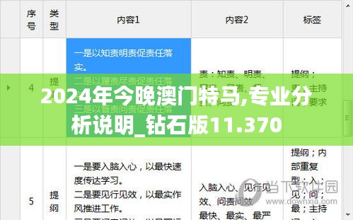 2024年今晚澳门特马,专业分析说明_钻石版11.370